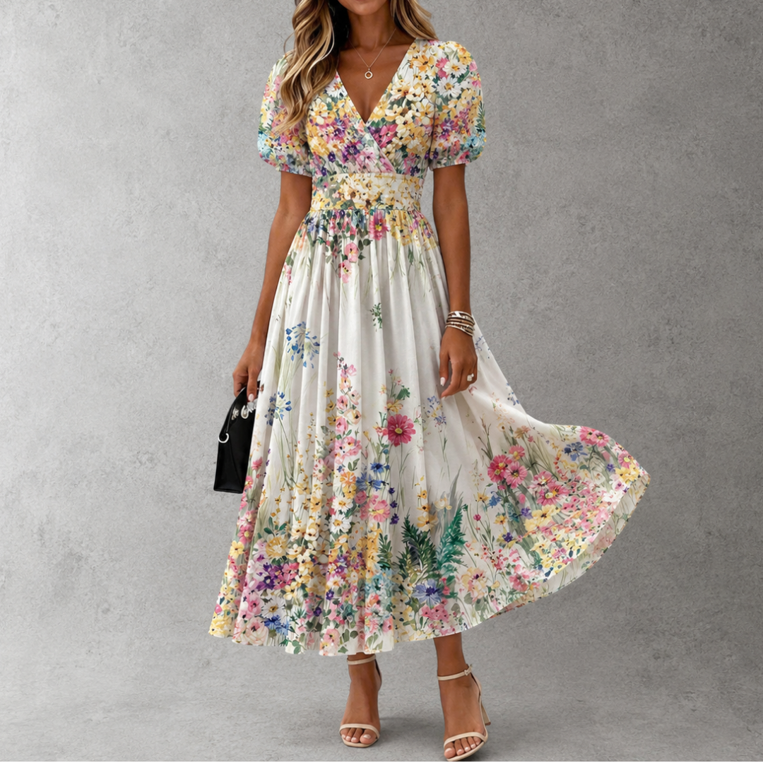 Rosalinda™ | Short Sleeve Floral Maxi Dress