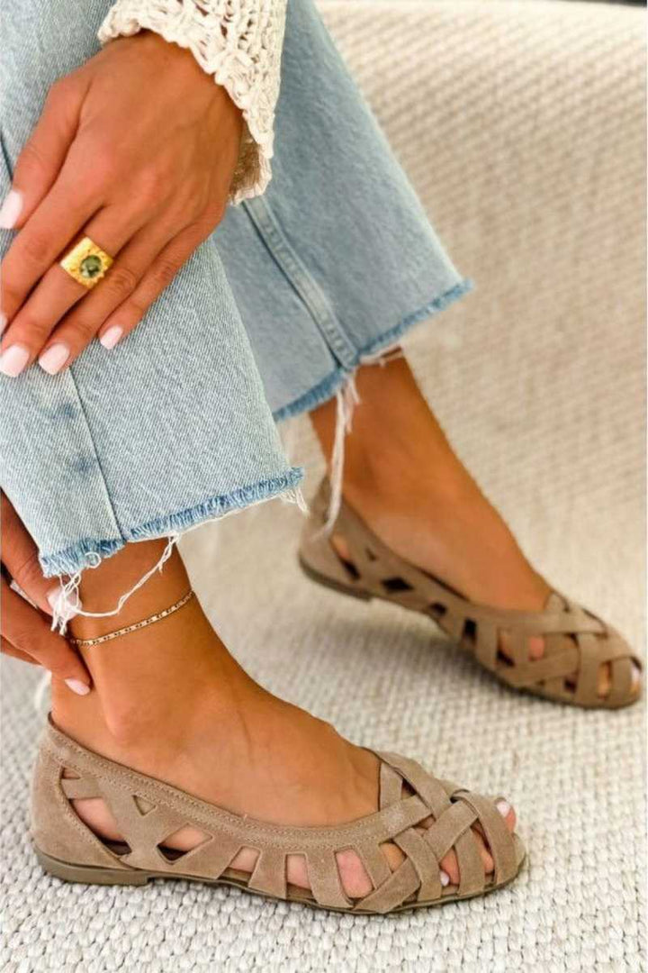 Flat Open-toe Sandals With Woven Fabric Straps