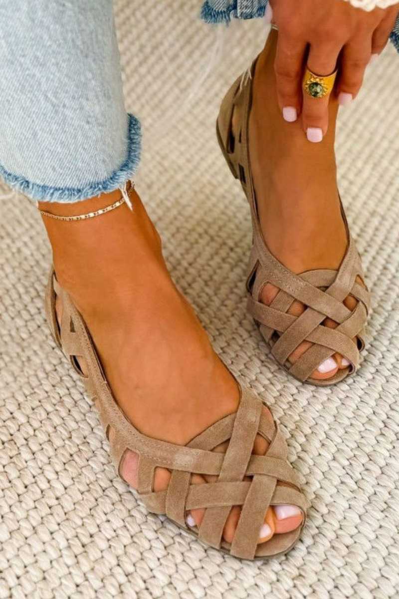 Flat Open-toe Sandals With Woven Fabric Straps