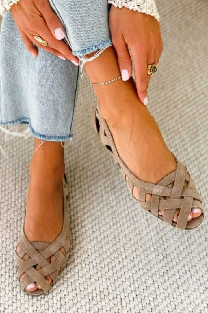 Flat Open-toe Sandals With Woven Fabric Straps