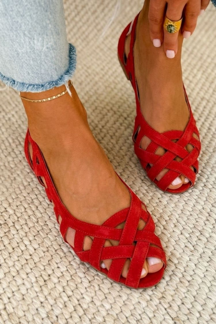 Flat Open-toe Sandals With Woven Fabric Straps