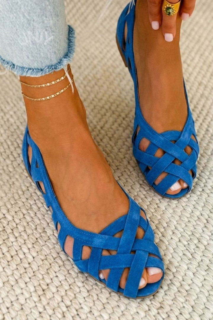 Flat Open-toe Sandals With Woven Fabric Straps