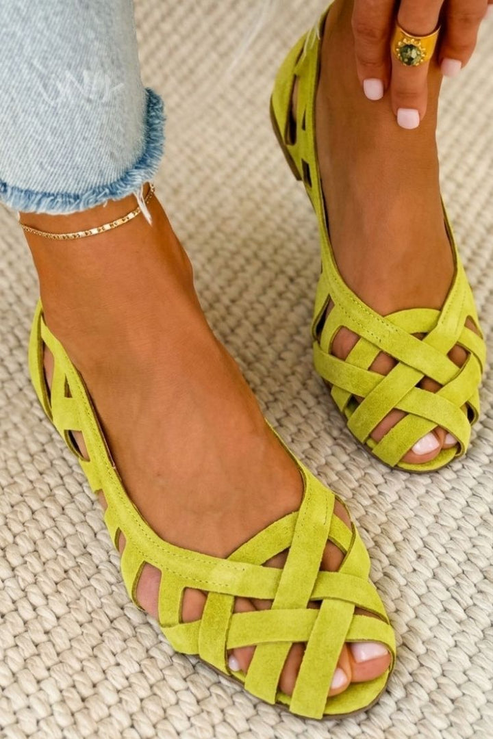 Flat Open-toe Sandals With Woven Fabric Straps