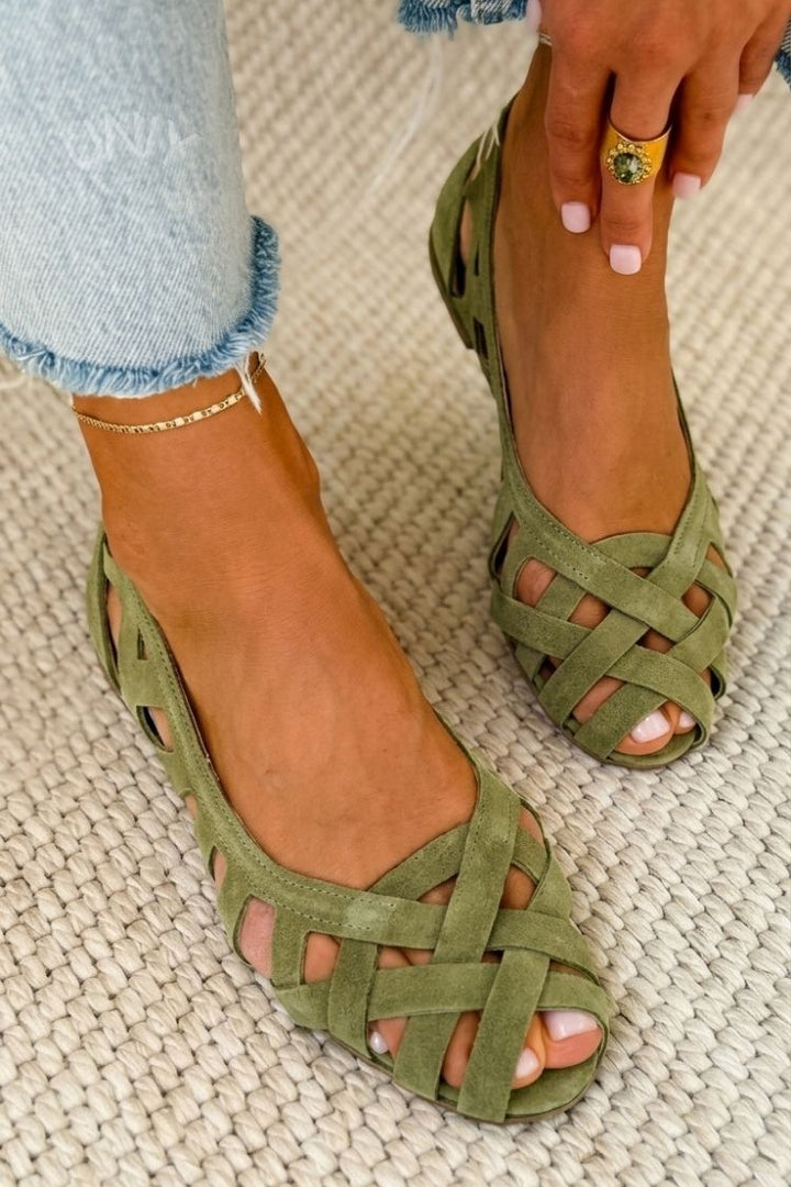 Flat Open-toe Sandals With Woven Fabric Straps
