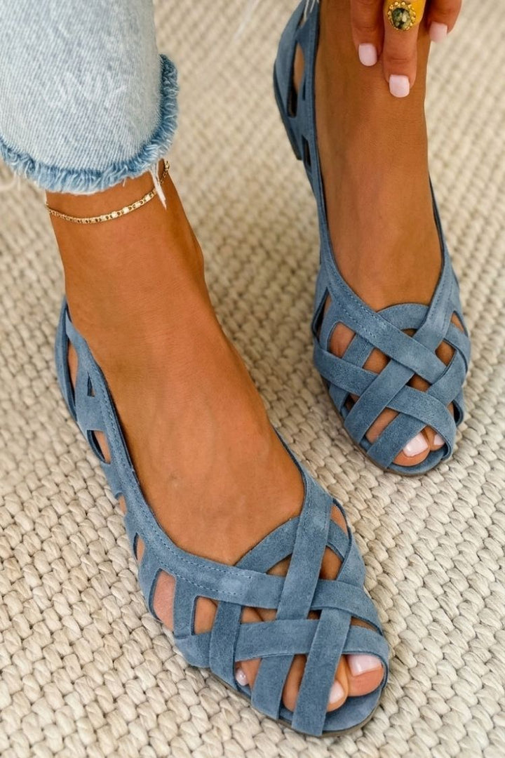 Flat Open-toe Sandals With Woven Fabric Straps