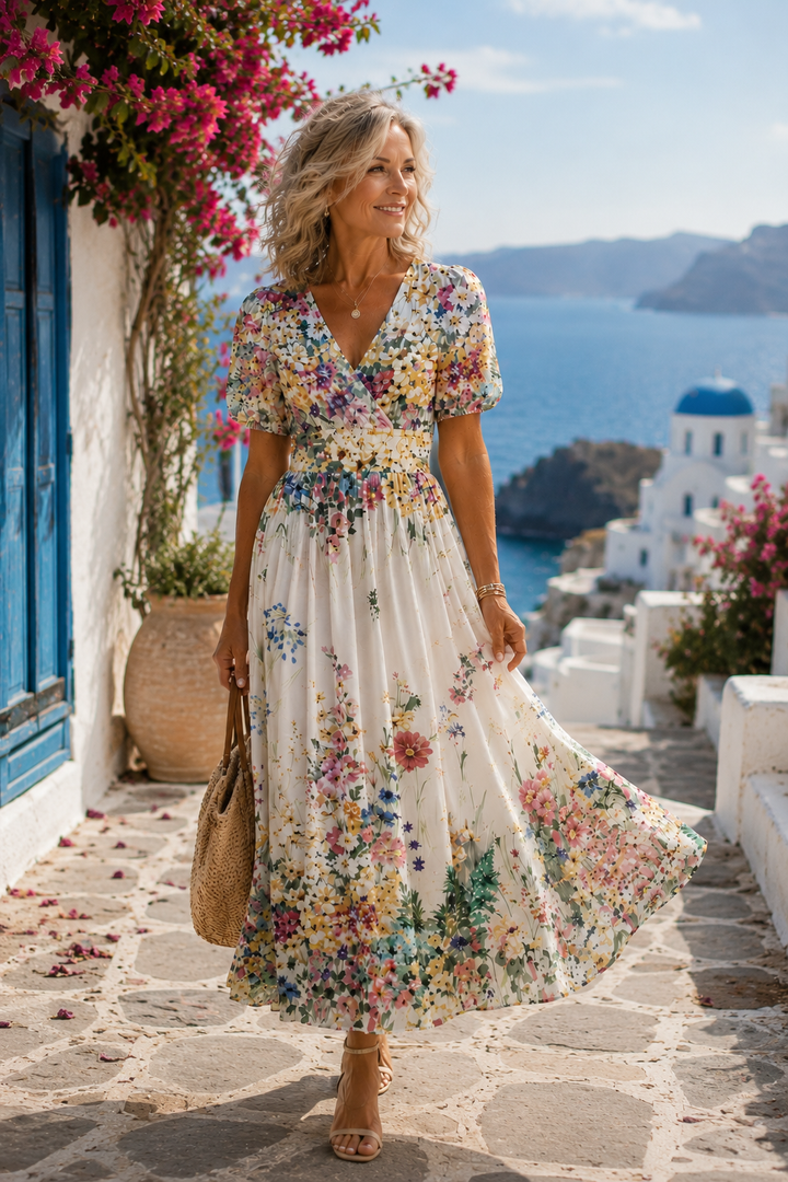 Rosalinda™ | Short Sleeve Floral Maxi Dress