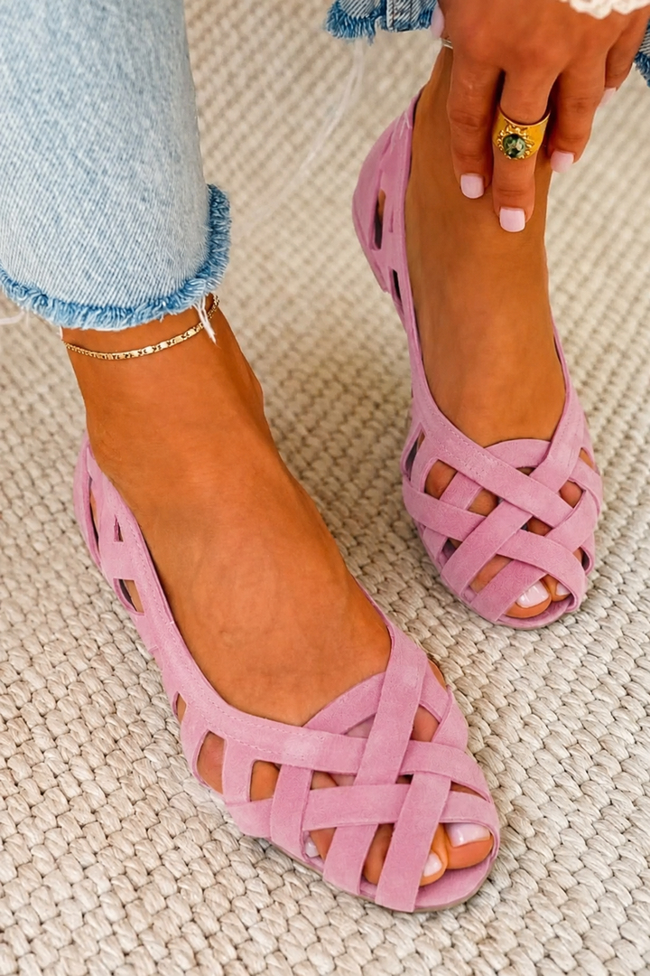 Flat Open-toe Sandals With Woven Fabric Straps