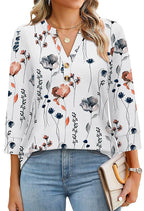 Floral Print Boho V-Neck Button Blouse
