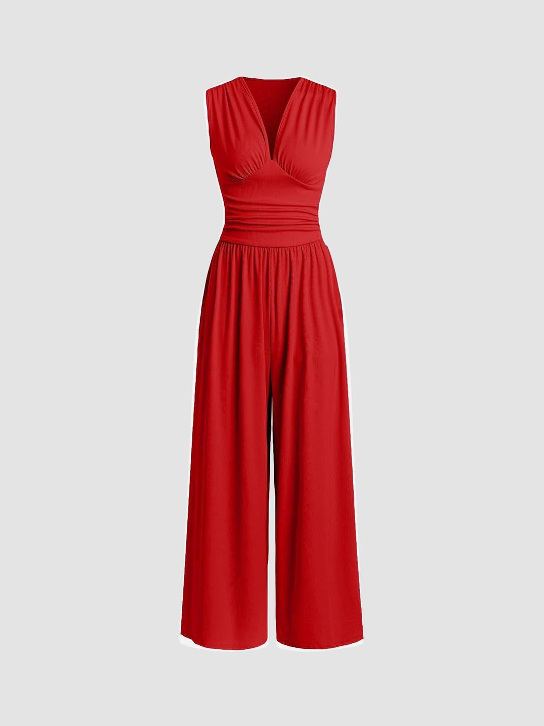 V-Neck Elegant Wide-Leg Jumpsuit