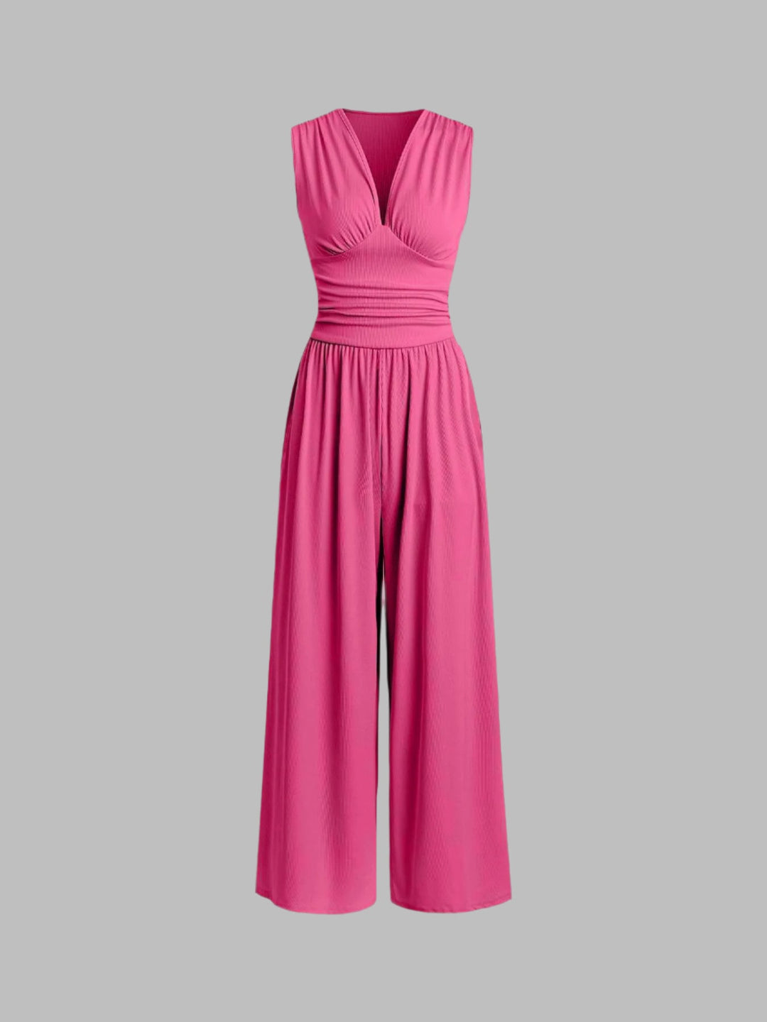 V-Neck Elegant Wide-Leg Jumpsuit