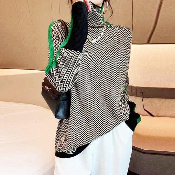 Eleanor | Herringbone Luxe Turtleneck