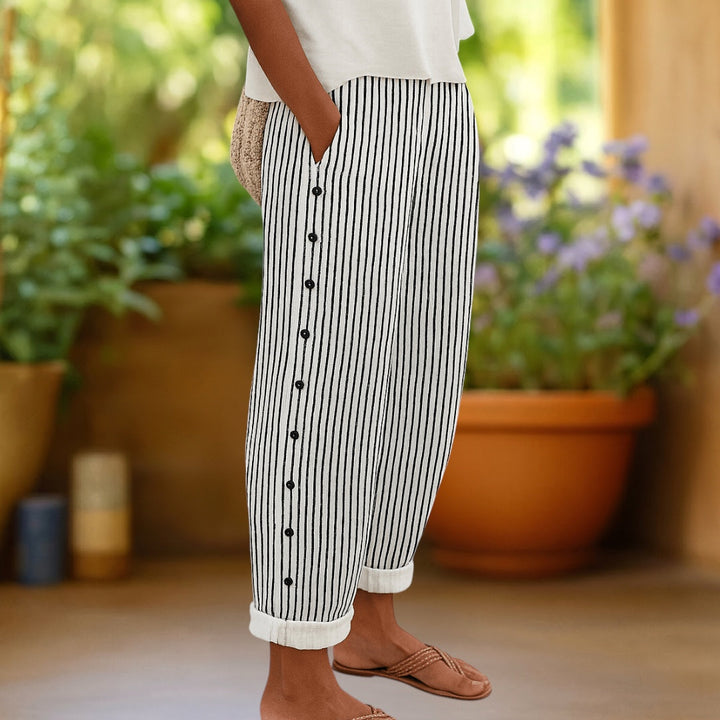 Monica | Comfortable Chic Striped Button Pants