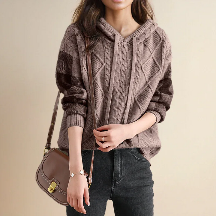 Emily | Cable Knit Hoodie Sweater