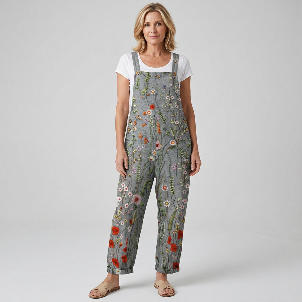 Darcy™ | Grey Floral Overalls