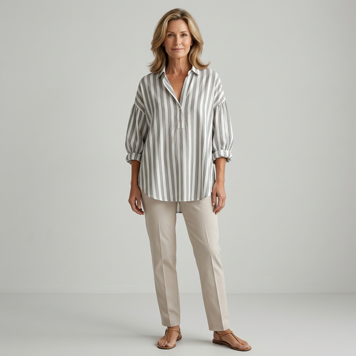 Nora | Loose-fitting striped blouse with collar